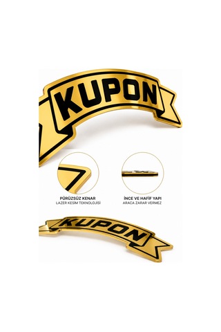 Kupon Kendinden Yapışkanlı Pleksi Sticker Ayna Gold Araç Süsü Tır Kamyon Servis Aracı 21x10 Cm
