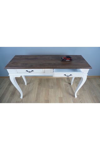 Masifart Ceviz Eskitme Tablalı Dresuar Beyaz 120 Cm Eskitme Patin Ceviz