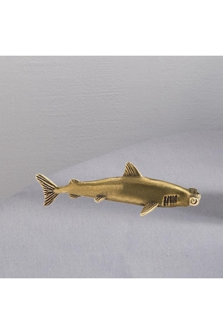 Pazly Yemek Üstü Pirinç Köpekbalığı Heykeli Dekor Çay Masası 5.9cmx1.6cm 5.9cmx1.6cm