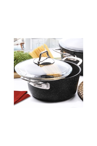 Falez Black Line Döküm Granit Derin Tencere 22 CM
