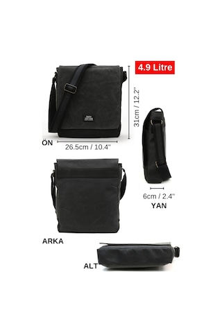 Dark Cotton 7112 Western Kahverengi Suya Dayanıklı Mumlu Kanvas Postacı Omuz Laptop Okul Çantası Siyah