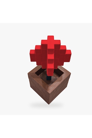 Piksel Alyum Biblo - 3d Baskı, Minecraft Esintili Kırmızı