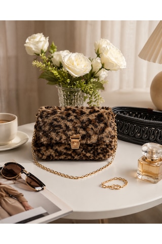 Leopar Zincirli Mini Çanta