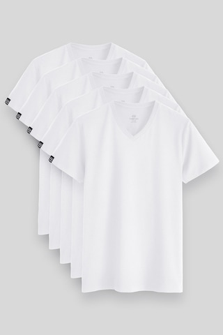 Tommy Life Standart Fit Basic V Yaka 5li Paket Beyaz Erkek T-shirt 87912