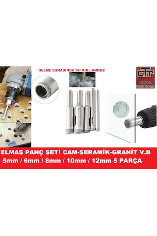 Cam Fayans Delme Mermer Granit Yuvarlak Delik Panç Elmas Uçlu