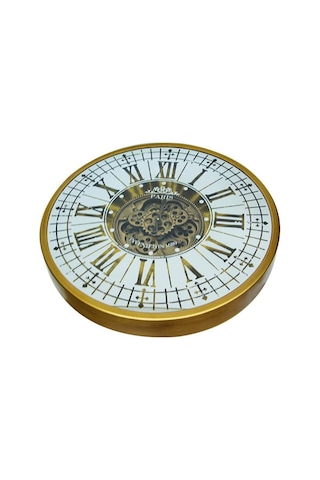 Yuvarlak Roma Rakamlı Goldoksit Çarklı Metal Duvar Saati