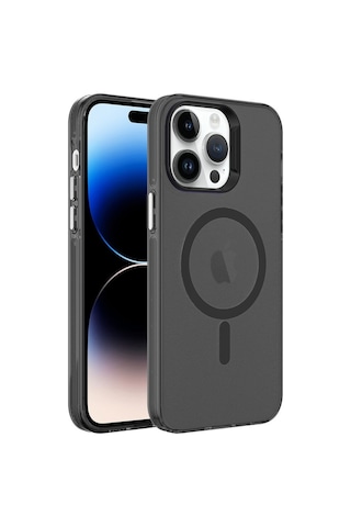 More Tr Apple Uyumlu iPhone 14 Pro Kılıf Zore Magsafe Şarj Özellikli Buzlu Transparan C-pro Sert Kapak