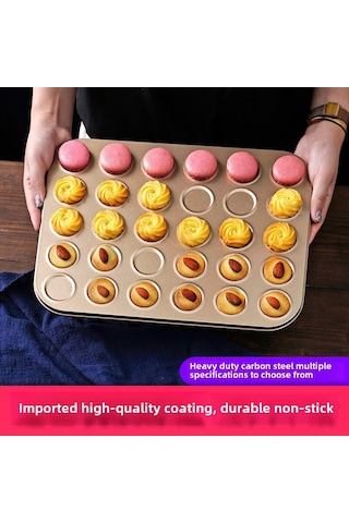 Youmex Ev Fırını İçin 15'li Altın Kaplama Çıkarılabilir Kek Kalıbı - Macaron, Çikolata Gevrek, Kakaolu Kurabiye Pişirme Aracı Diğer