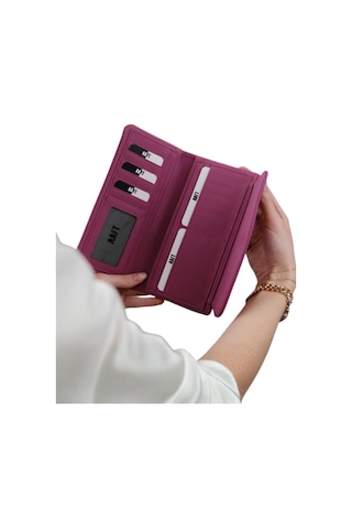 Mft Leather Hakiki Deri Kadın Cüzdan Beauty 3467 Flother Mat Pembe