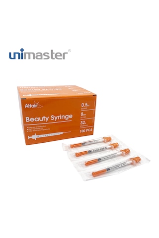 Unimaster 0.5 Ml 32 G 8 Mm Mezoterapi Enjektörü 100 Adet