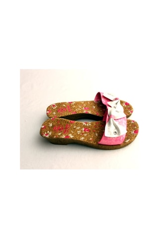 Topuklu Pembe-Çok Renkli Yazlık Kız Çocuk Mantar Terlik Çok Renkli