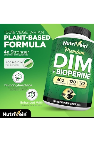 Nutrivein Dım 400 Mg Diindolylmethane Women Men Bioperine - Estrogen Menopause Middle Age Support