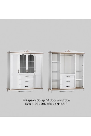 Dolap Urlu FLORA Model Kayın torna yüksek ayak 4kapı Hard Suntalem İnovasyon ürün El Yapım