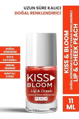 Kıss & Bloom Doğal Görünümlü Dudak Ve Yanak Renklendirici Lip & Cheek Peach 11 Ml 0