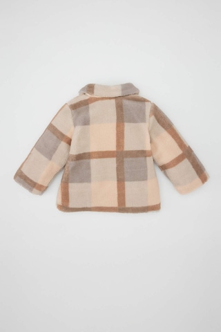 DeFacto Kız Bebek Gömlek Yaka Fermuarlı Kare Desenli Welsoft Pelüş Hırka D3826A524WNBE88 Mavi