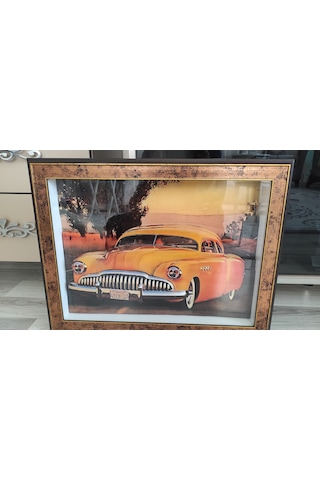 Sarı Araba Nostaljik 35 X 50 Rölyef Tablo