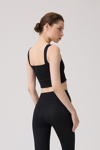 Siyah Kare Yaka Crop Top Büstiyer Siyah