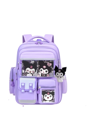 Kuromi İlköğretim Okul Çantası Büyük Kapasiteli Su Geçirmez-mor