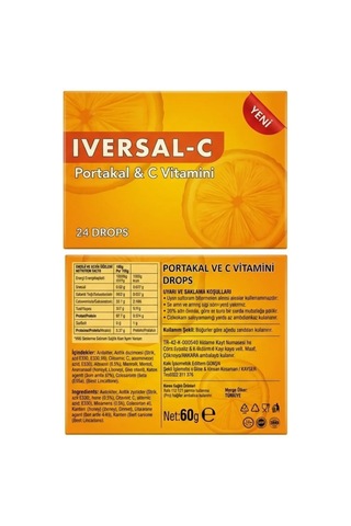 Iversal C Portakal Aromalı C Vitamini Pastil 60 G 24'lü Kutu