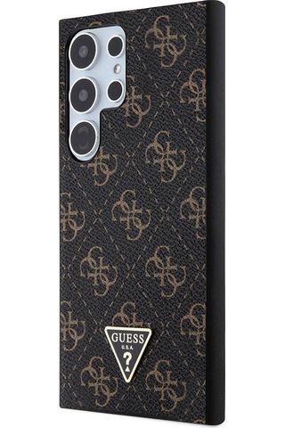 Galaxy S24 Ultra Uyumlu Kılıf Guess Lisanslı Pu Üçgen Logo 4g Desenli Kapak Siyah