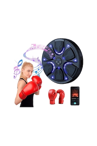 Akıllı Boks Standı Müzikli Boks Makinesi Eldivenli Yetişkin Çocuk Egzersiz Boks Spor Ekipmanı Siyah