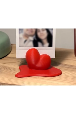 Buradabulabilirsin 3d Baskı Eriyen Kalp Fotoğraf Tutucu Anlık Fotoğraf Standı Kalp Formlu Masaüstü Fotoğraf Tutacağı Kırmızı Bbz