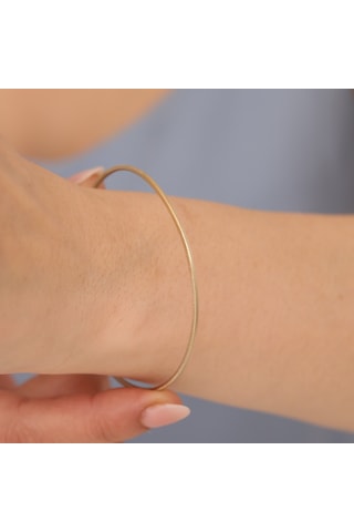 925 Ayar Altın Mikron Kaplama Ajda Ray Gümüş Bilezik - Bv00102 Gold