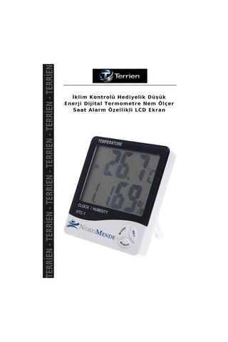 İklim Kontrolü Hediyelik Düşük Enerji Dijital Termometre Nem Ölçer Saat Alarm Özellikli Lcd Ekran