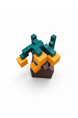 Piksel İnci Çiçeği Biblo - 3d Baskı, Minecraft Esintili Turuncu