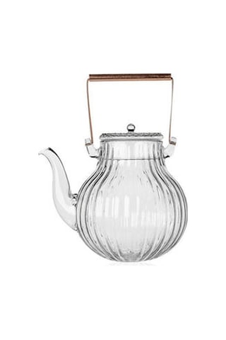 Yaratıcı Cam Demlik Tiliang Pot Cam Pot Çiçek Çay Fincanı Krizantem Yaprakları Bakır Kolu Isıya Dayanıklı Cam Çay Seti Çaydanlıklar Altın - Beyaz