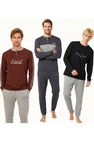 Bonbon Erkek Pamuklu Bohçalık Ve Çeyizlik 3 Adet 2'li Pijama Takımı Bb2235 Çok Renkli