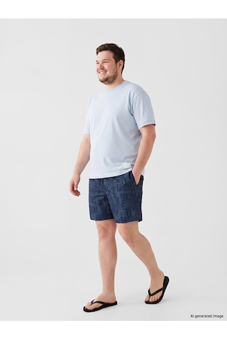 Lcw Swımwear Lacivert Kısa Boy Yazı Baskılı Erkek Deniz Şortu