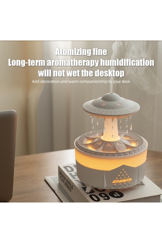 Hangfox Beyaz Ufo Stili Ev Odası Nemlendirici: 350ml, 7 Renk Işık, Uyku Modu, Yağ Ekleme, 2-4-8 Saat Zamanlayıcı, Su Yokken Otomatik Kapatma, Kumandalı, 220v Avrupa Standartı