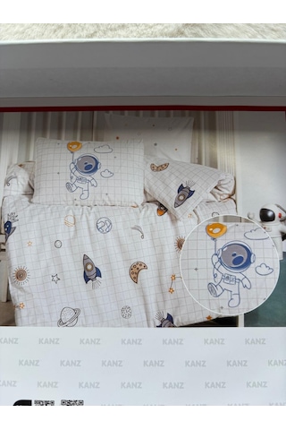 Uzay Erkek Bebek Nevresim Takımı Nevresim100 x 150 CM - Çarşaf 120 x 160 CM - Yastık 35 x 45 CM Beyaz