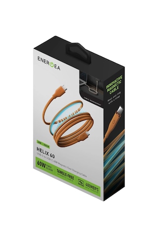 Energea Helix 60 1.5m 60w Manyetik Type-c To Type-c Hızlı Şarj Kablo - Turuncu