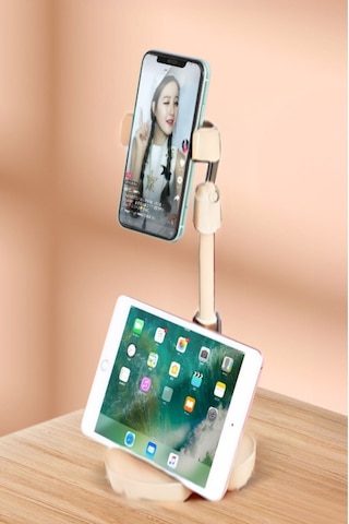 Masa Üstü Tablet Ve Telefon Tutucu Plastik Aparat Beyaz Telefon Standı Beyaz Plastik