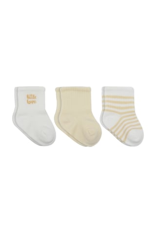 Akıllı Bayi Little Love Girl 3'lü Penye Soket Çorap 10137 Ekru Renkli
