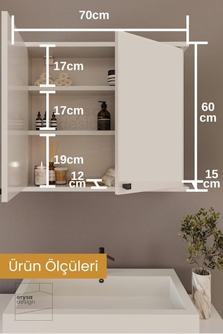 Bd-1 Aynasız Banyo Dolabı, Duvar Dolabı - Beyaz Diğer