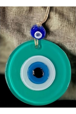 Yeşil Nazar Boncuklu Duvar Süsü 10 Cm Cam Duvar Dekoru