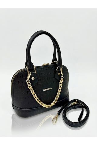 Just Polo Kadın Zincir Detaylı Lüks El Ve Omuz Çantası Shopper Ebat : 25x22 Cm Siyah