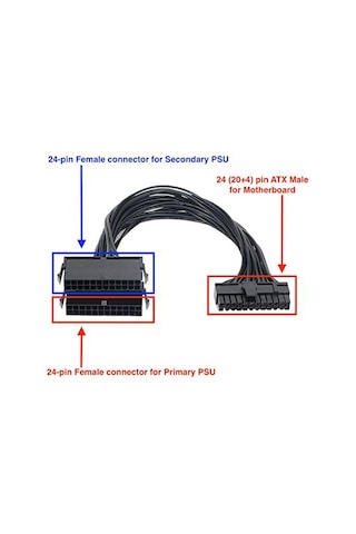 24 Pin Atx Dual Psu Çoklayıcı Adaptör Anakart Mining  Kablosu