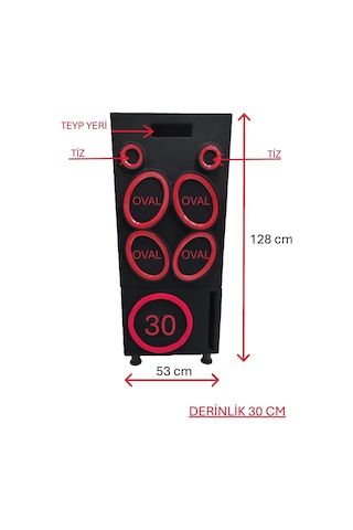 Kayseri Pandizot Müzik Kutusu&dolabı Bas Kabin+4xoval,2x10cm Ve Teyp Yeri Boş Hoparlörsüz