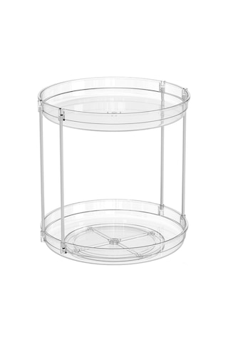 Maiyame 360 Derece Dönebilir 2 Katlı Baharat Saklama Çarkı - Geniş Kapasiteli, Kaymaz Tabanlı, Mutfak Düzenleyici Beyaz