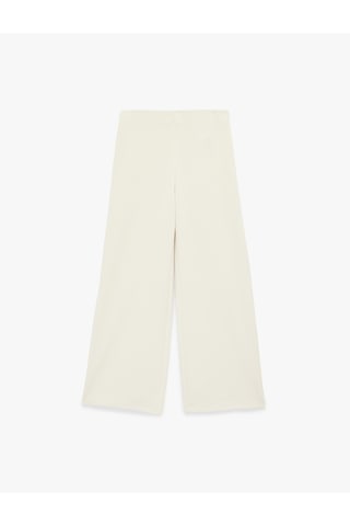 Koton Standart Bel Düz Geniş Paça Pantolon Bej 6wak40158ek Ekru