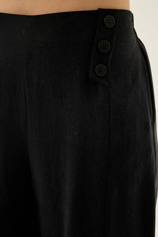 Vitrin Düğme Detaylı Beli Lastikli Pantolon Siyah