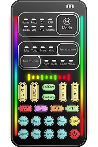 Reedark I9 El Tipi Ses Değiştirici Ses Kartı - Cep Telefonu Bilgisayar Uyumlu, Canlı Yayın Mikrofonu, 8 Sabit Ses Efekti, Reverb Modu, 500mah Batarya
