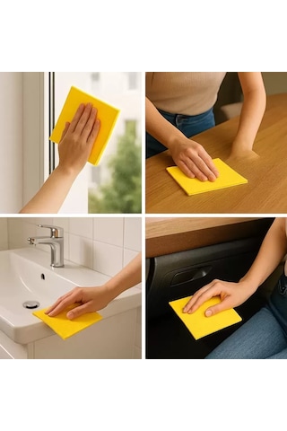 3 Adet Sarı Temizlik Bezi Sarı Bez Genel Mutfak Banyo Bezi Araç Temizleme Bezi Sarı