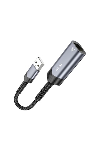 Hoco. Ua26 Tak Çalıştır Usb To Rj45 100 Mbps Ethernet Dönüştürücü - Gri