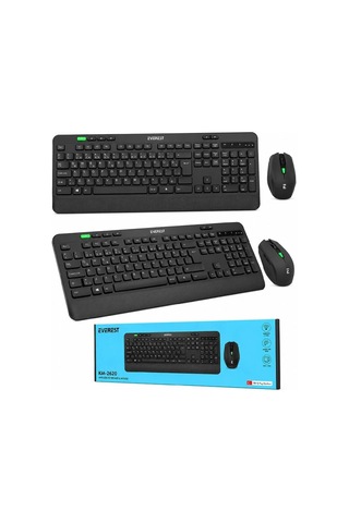 Kablosuz Klavye - Mouse Seti Siyah Usb - Sessiz - Switch Q Klavye Km-2620 5468