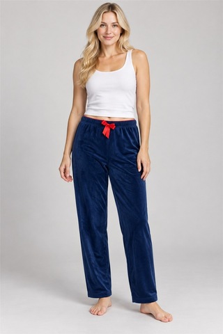 Mavera Kadın Lacivert Kırmızı Bağcık Detayı Uzun Paça Pijama Altı Mv11 Lacivert - 938662345 Lacivert - 938662345 Lacivert